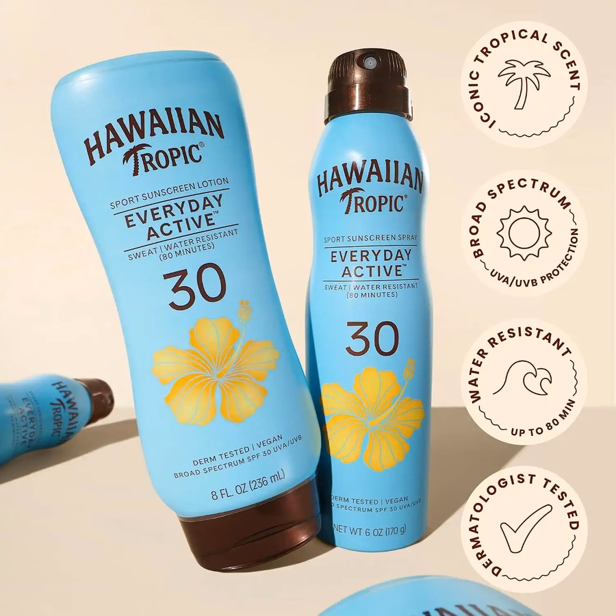Hawaiian Tropic Island Sport Sunscreen Spray, Clear Coconut, 6 Ounce
