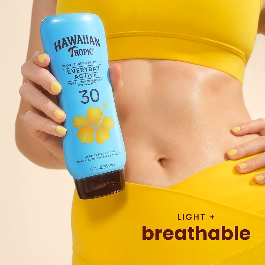 Hawaiian Tropic Island Sport Sunscreen Lotion, Ultra Light, High Performance Protection, SPF 30, Coconut, 8 Oz | Ultra-light, high-performance sunscreen