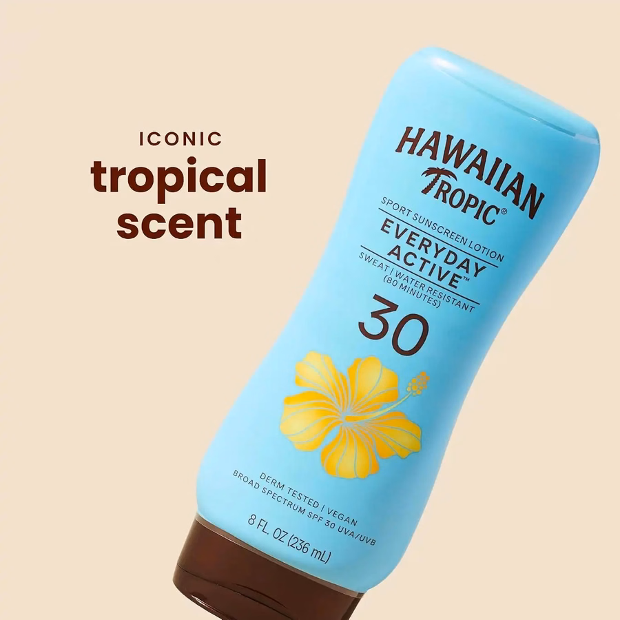 Hawaiian Tropic Island Sport Sunscreen Lotion, Ultra Light, High Performance Protection, SPF 30, Coconut, 8 Oz | Ultra-light, high-performance sunscreen
