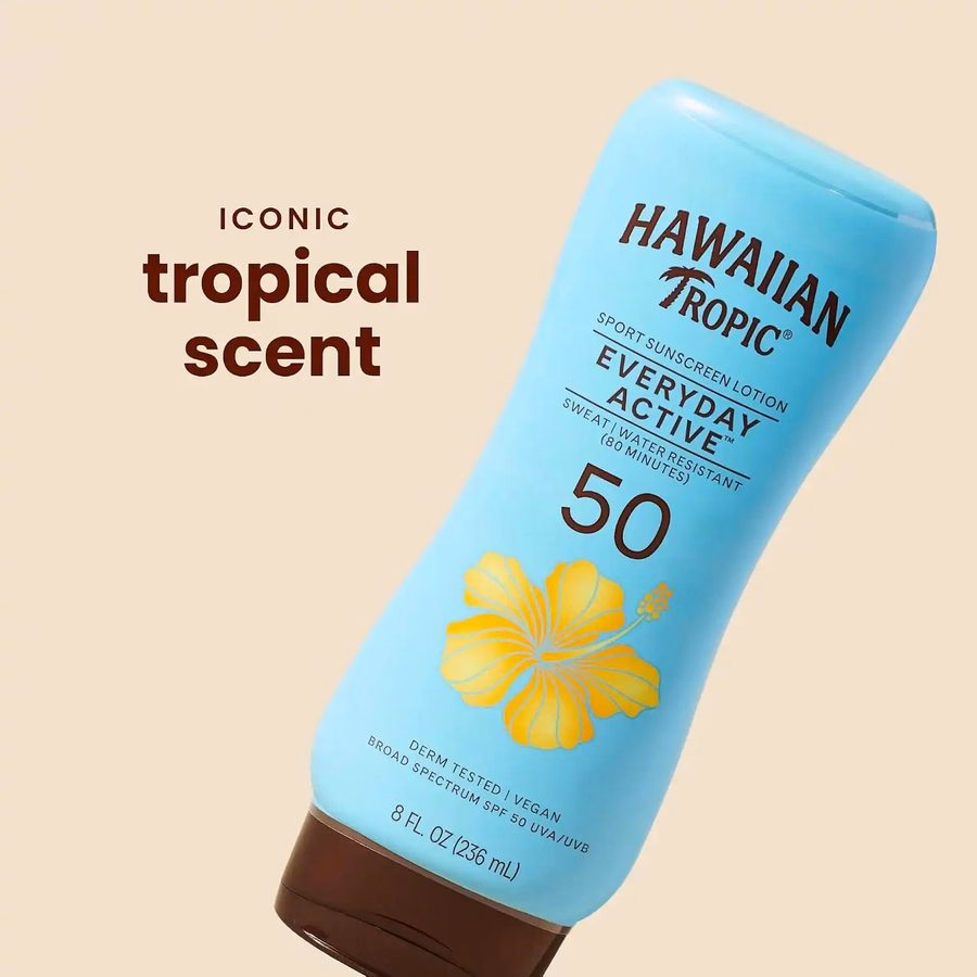 Hawaiian Tropic Everyday Active SPF 50 Sunscreen Lotion, 8 Fl Oz