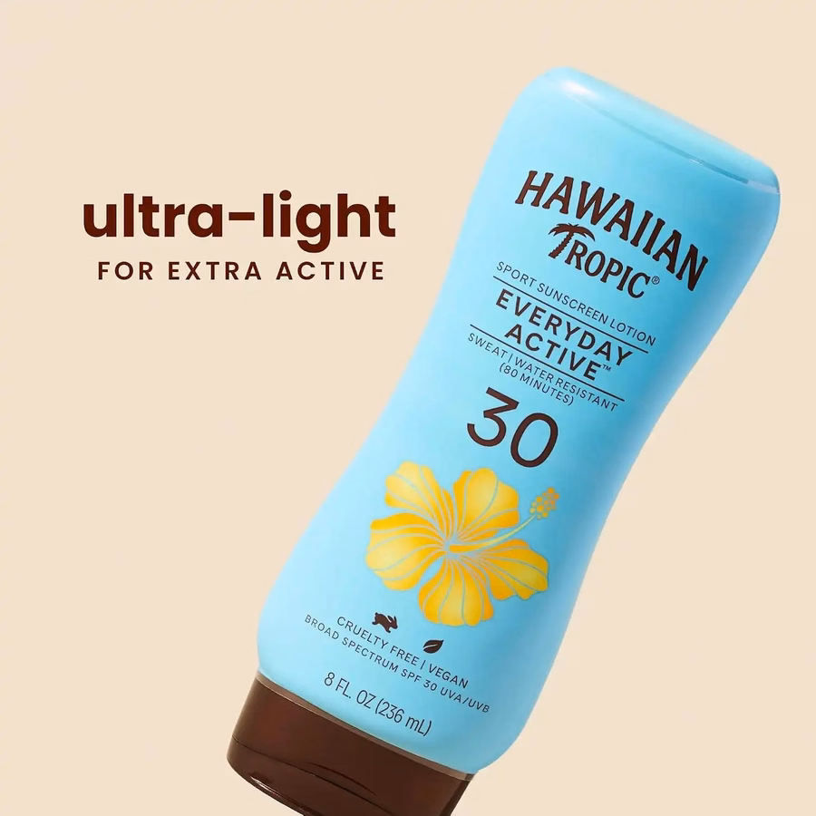 Hawaiian Tropic Everyday Active SPF 30 Sunscreen Lotion, 8 Fl Oz (2 Pack)