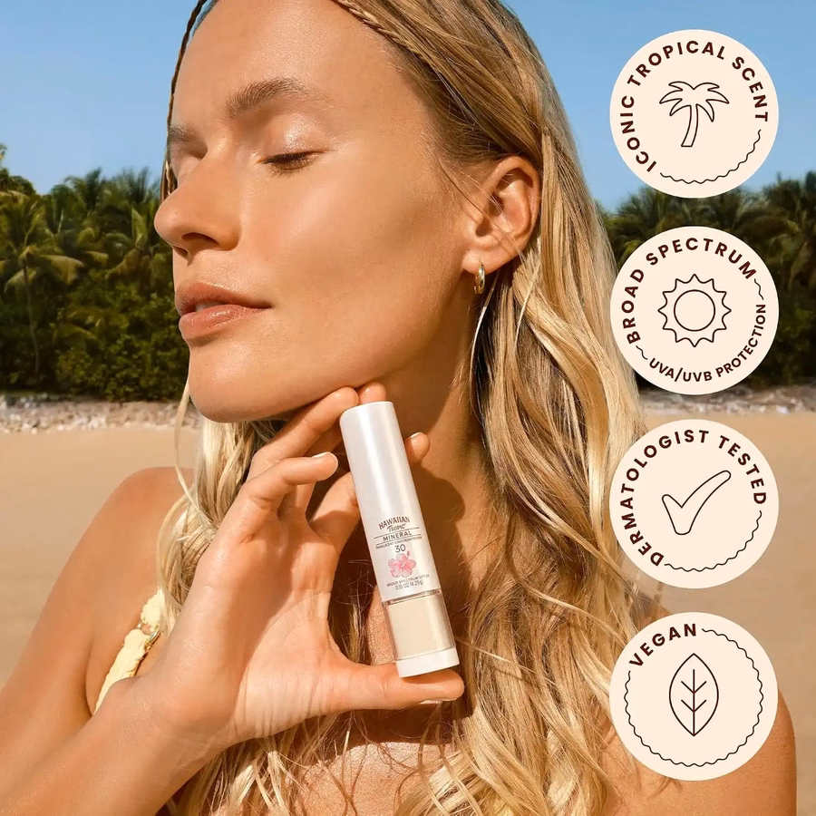 Hawaiian Tropic Mineral Powder Sunscreen Brush SPF 30, 0.15 Oz