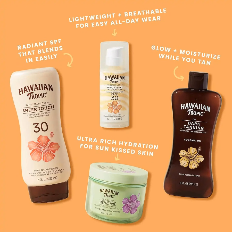 Hawaiian Tropic Sunscreen Protective Dark Tannning Sun Care Sunscreen Lotion - SPF 4, 8 Ounce