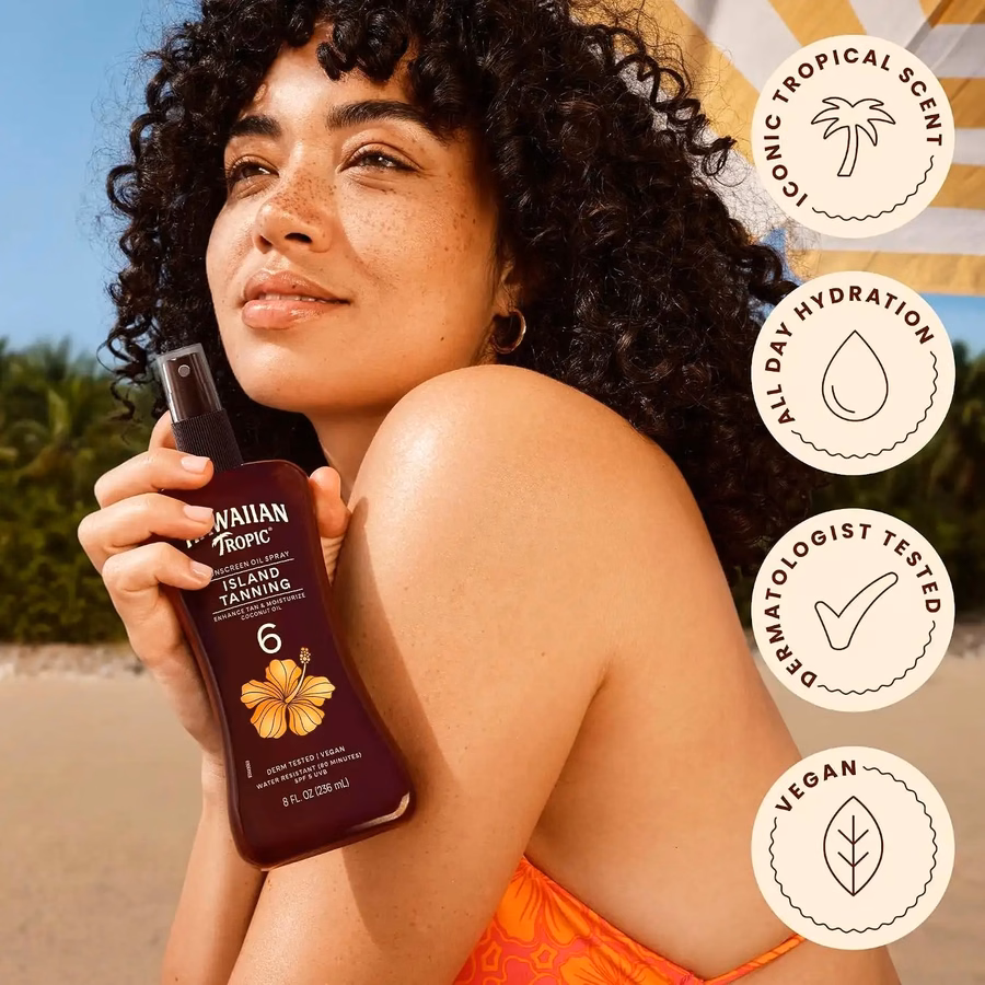 Hawaiian Tropic Dark Tanning Oil Spray Pump, SPF 6 8 Oz (Packaging May Vary)