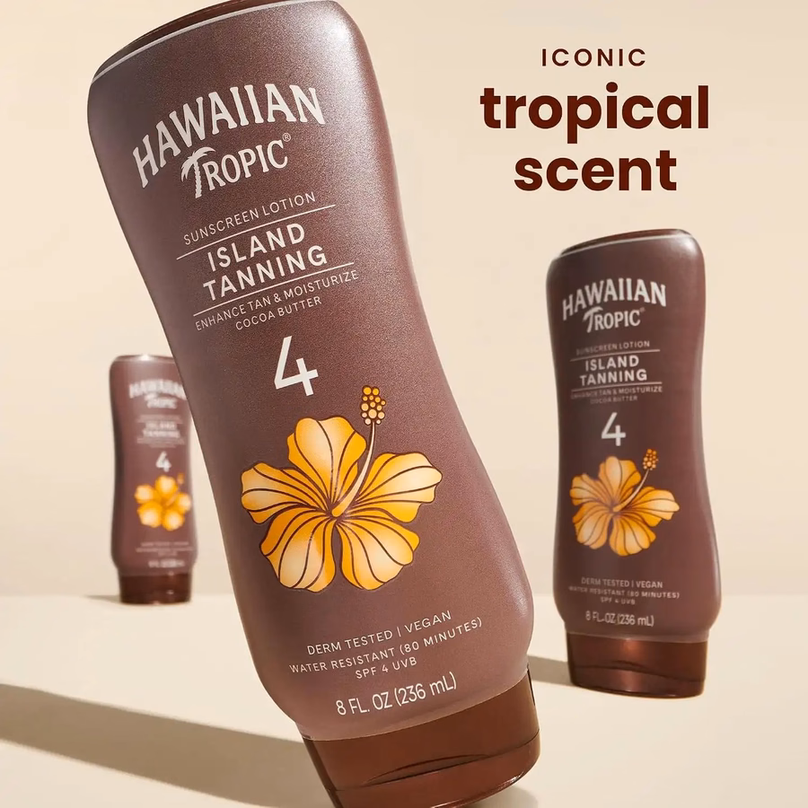 Hawaiian Tropic Island Tanning Lotion, SPF 4, 8 Fl Oz (2 Pack)