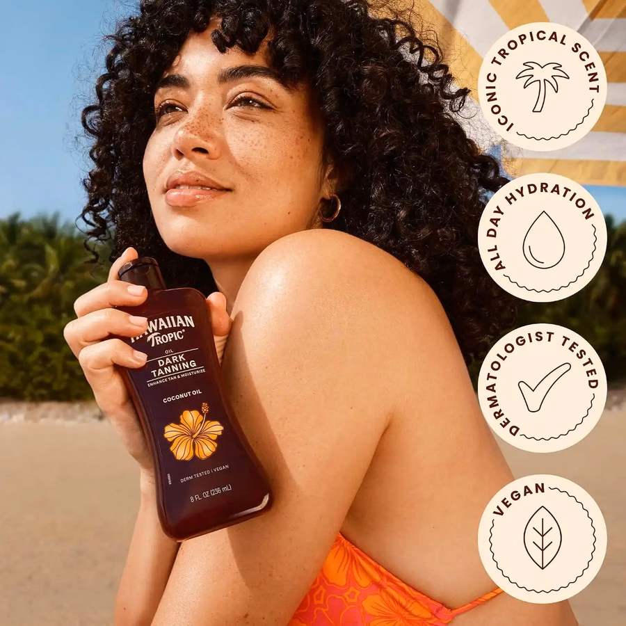 Hawaiian Tropic Dark Tanning Oil, 8 Fl Oz (2 Pack)