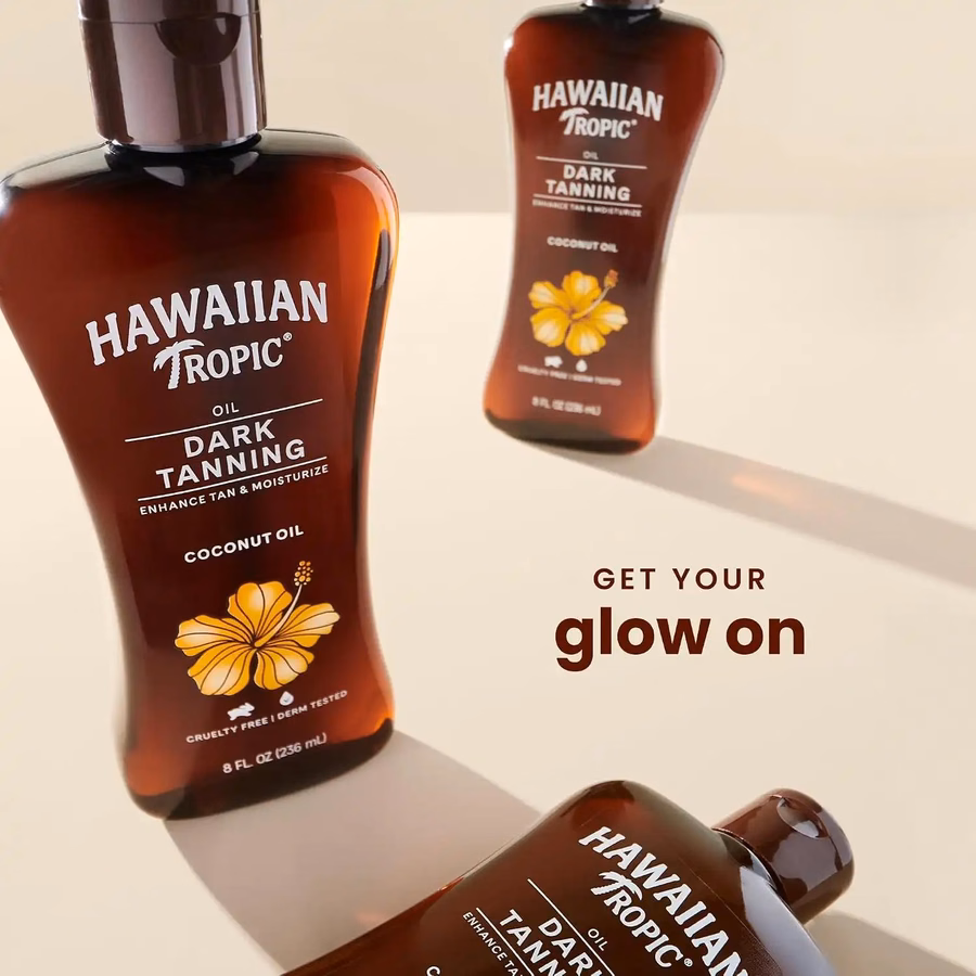 Hawaiian Tropic Dark Tanning Oil, 8 Fl Oz | Moisturizing Body Oil with Cocoa Butter, Tan Enhancer, 8 Fl Oz each Twin Pack (Pack of 6)